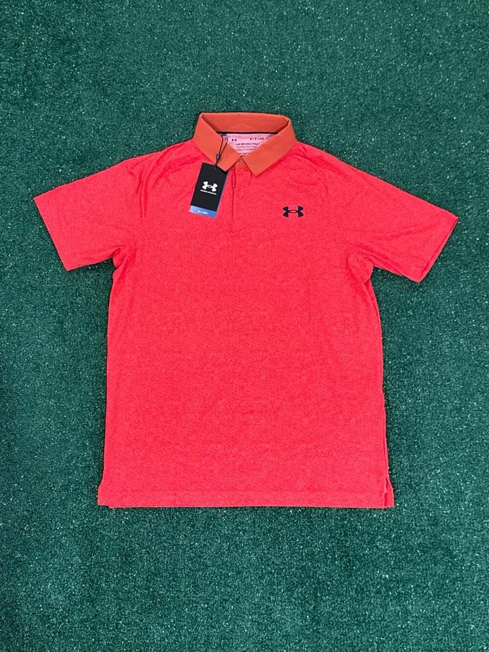 Under Armour Iso-Chill Heather Polo Size S Red Golf Shirt